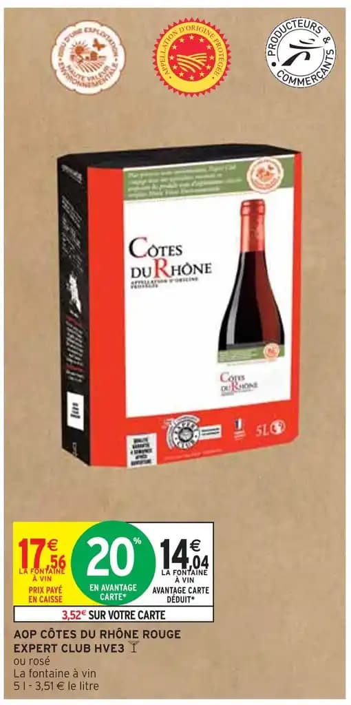 EXPERT CLUB AOP CÔTES DU RHÔNE ROUGE HVE3