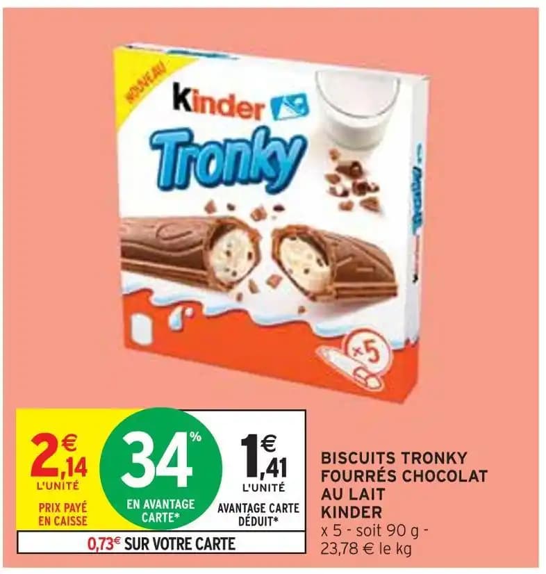 KINDER BISCUITS TRONKY FOURRÉS CHOCOLAT AU LAIT