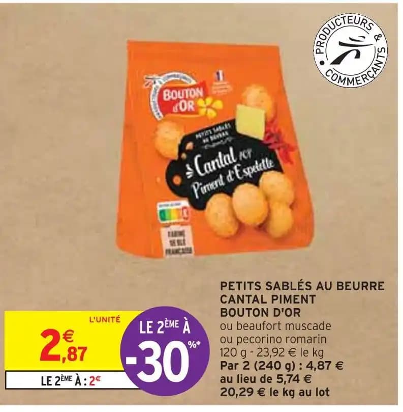 BOUTON D'OR PETITS SABLÉS AU BEURRE CANTAL PIMENT