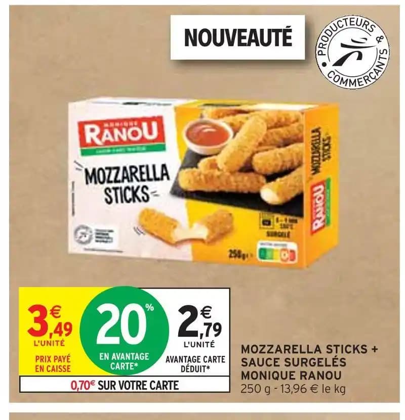 MONIQUE RANOU MOZZARELLA STICKS + SAUCE SURGELÉS