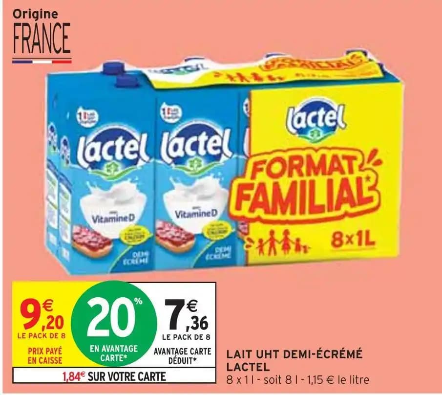 LACTEL LAIT UHT DEMI-ÉCRÉMÉ