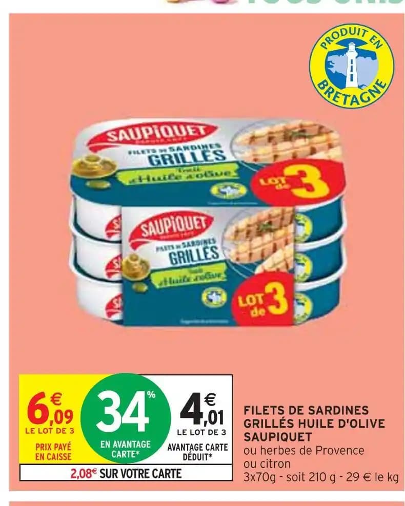 SAUPIQUET FILETS DE SARDINES GRILLÉS HUILE D'OLIVE