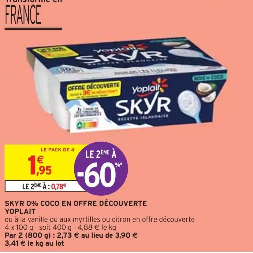 YOPLAIT SKYR 0% COCO EN OFFRE DÉCOUVERTE