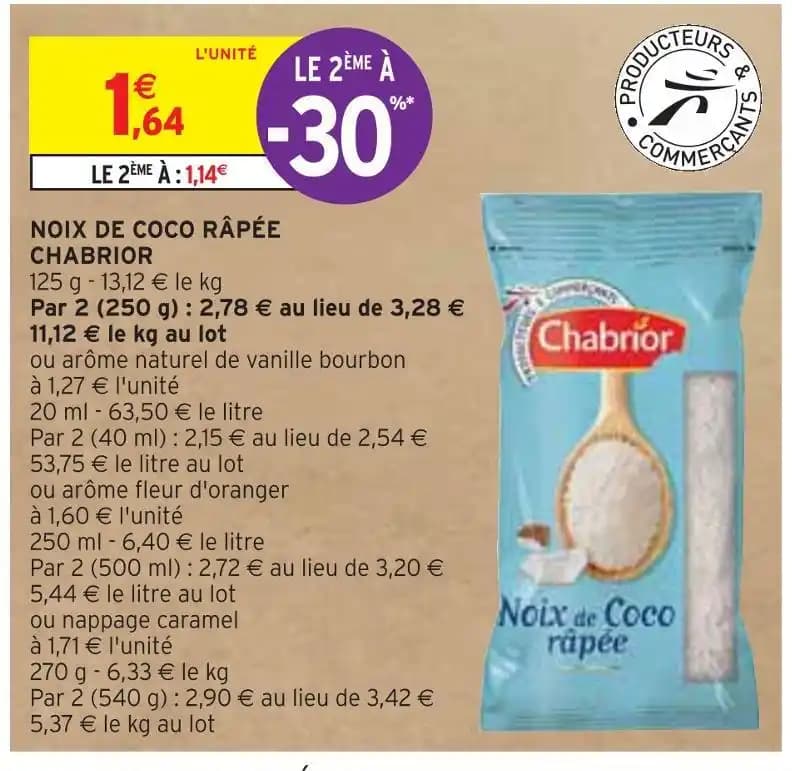 CHABRIOR NOIX DE COCO RÂPÉE
