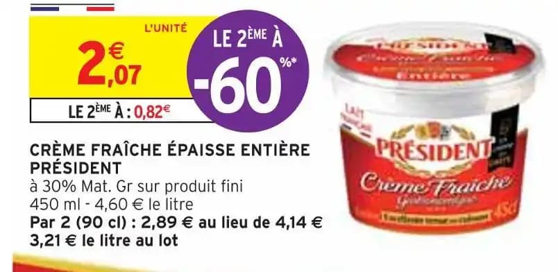 PRÉSIDENT CRÈME FRAÎCHE ÉPAISSE ENTIÈRE