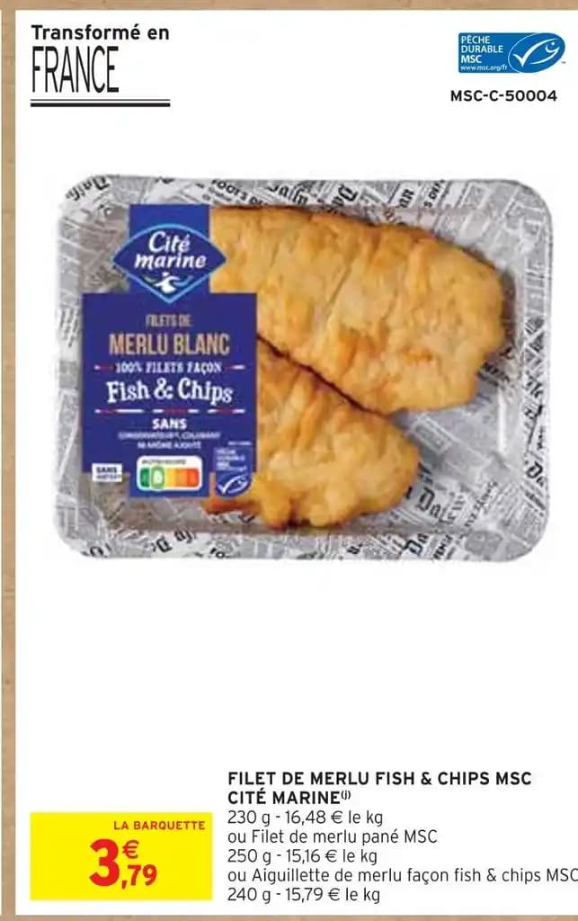 CITÉ MARINE FILET DE MERLU FISH & CHIPS MSC