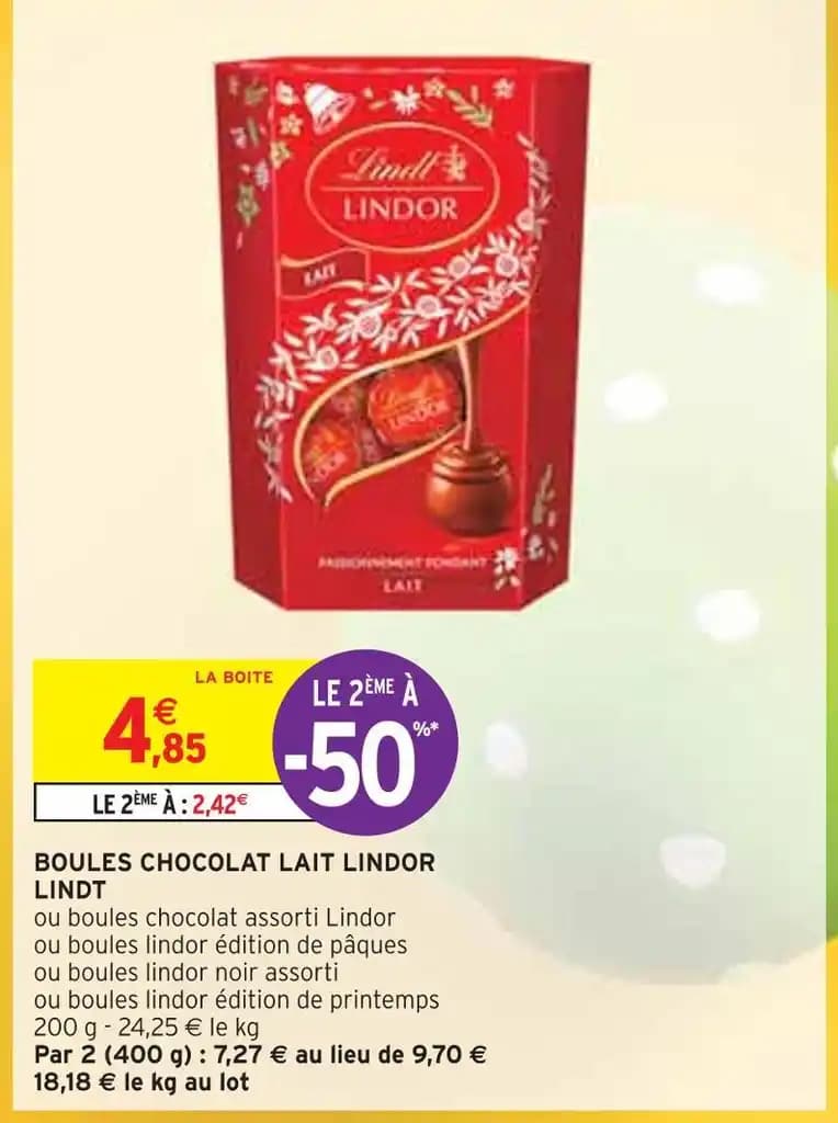 LINDT BOULES CHOCOLAT LAIT LINDOR