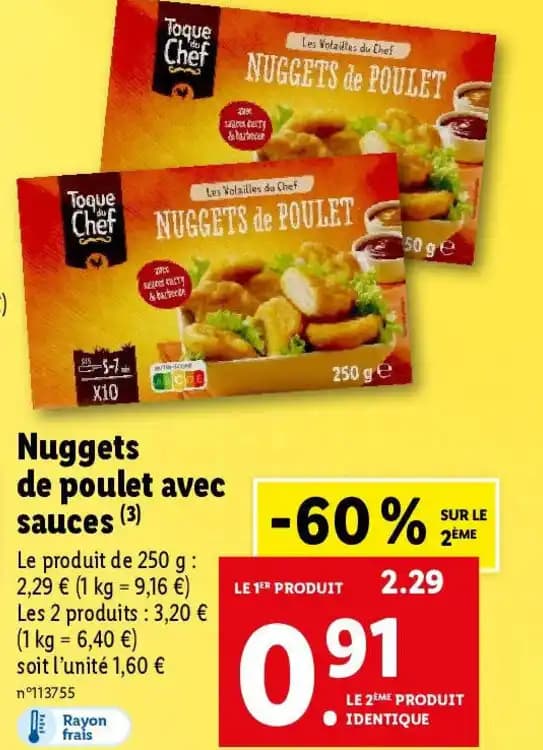 Nuggets de poulet avec sauces