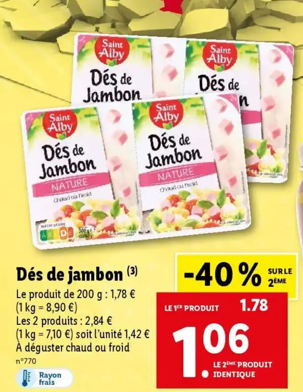 Dés de jambon (3³)