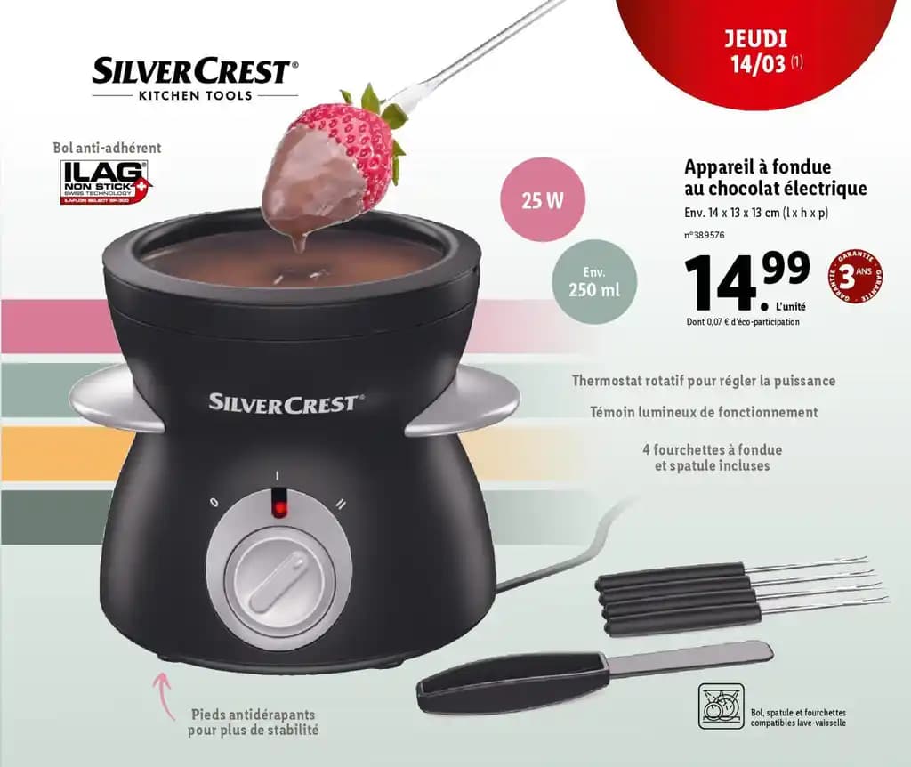 Appareil à fondue au chocolat électrique Env. 14 x 13 x 13 cm (lxhxp)