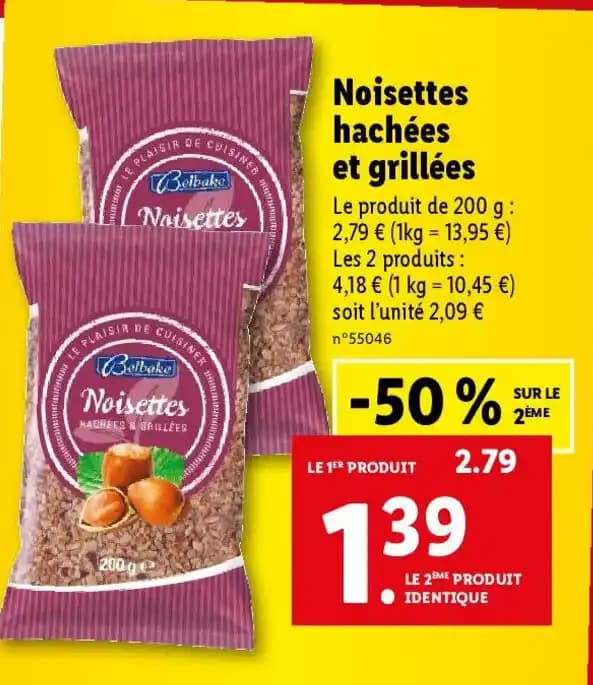 Noisettes hachées et grillées