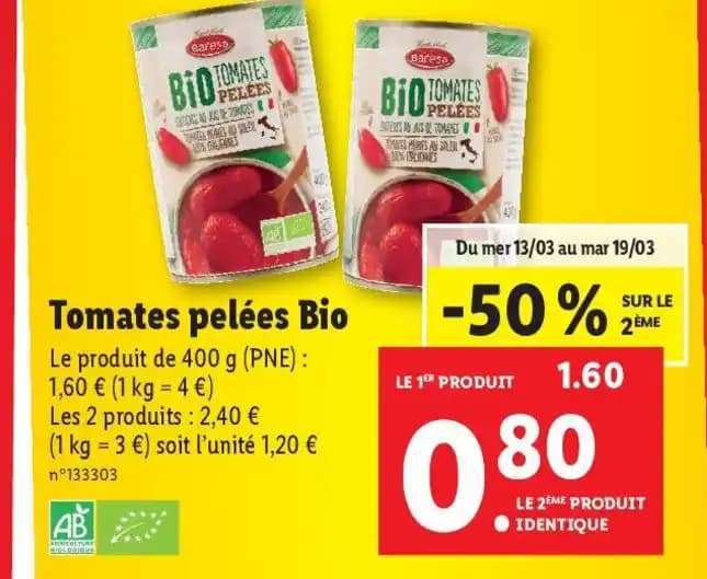 Tomates pelées Bio