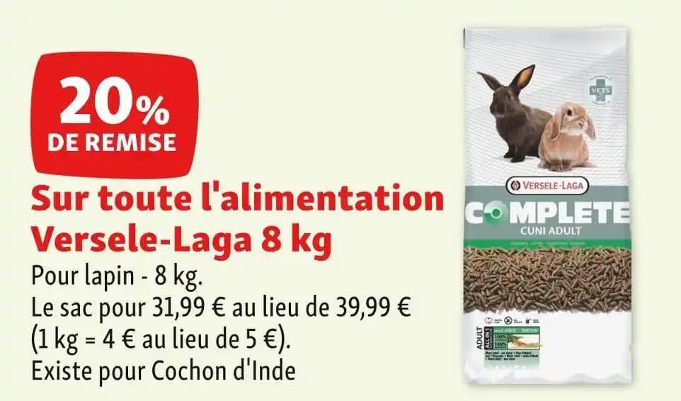 Versele-Laga 20% DE REMISE Sur toute l'alimentation Versele-Laga 8 kg