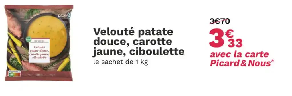 Velouté patate douce, carotte jaune, ciboulette