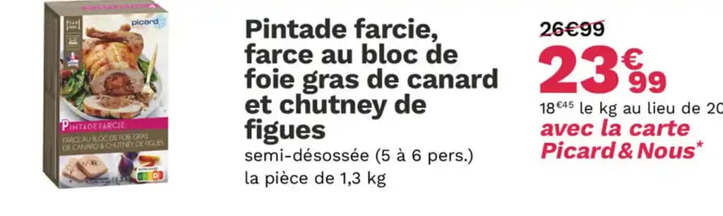 Pintade farcie, au foie gras de canard et chutney de figues