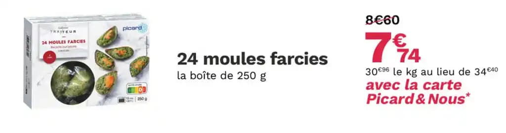 24 moules farcies la boîte de 250 g