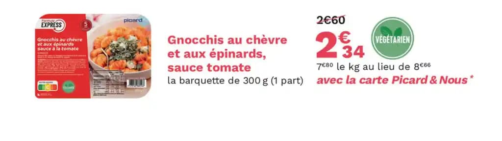 Gnocchis au chèvre et aux épinards sauce à la tomate