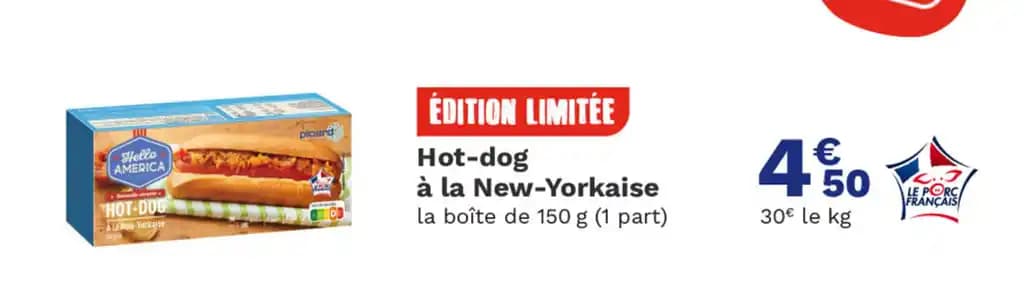 Hot-dog à la New-Yorkaise la boîte de 150 g (1 part)