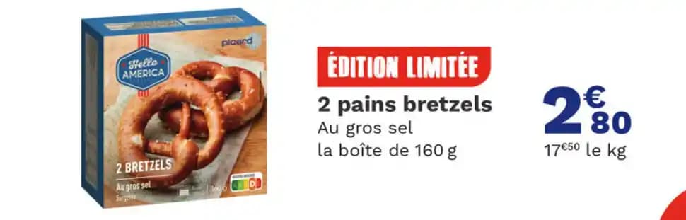 2 pains bretzels Au gros sel la boîte de 160 g