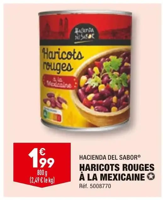 HACIENDA DEL SABOR HARICOTS ROUGES À LA MEXICAINE