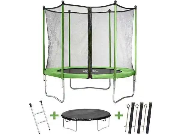 Trampoline Yoopi 2 - Ø 2.44 m - Avec filet + échelle + couverture + kit d'ancrage