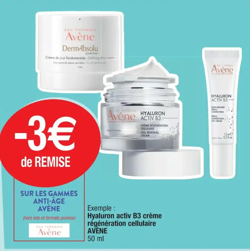 Hyaluron activ B3 crème régénération cellulaire AVENE 50 ml