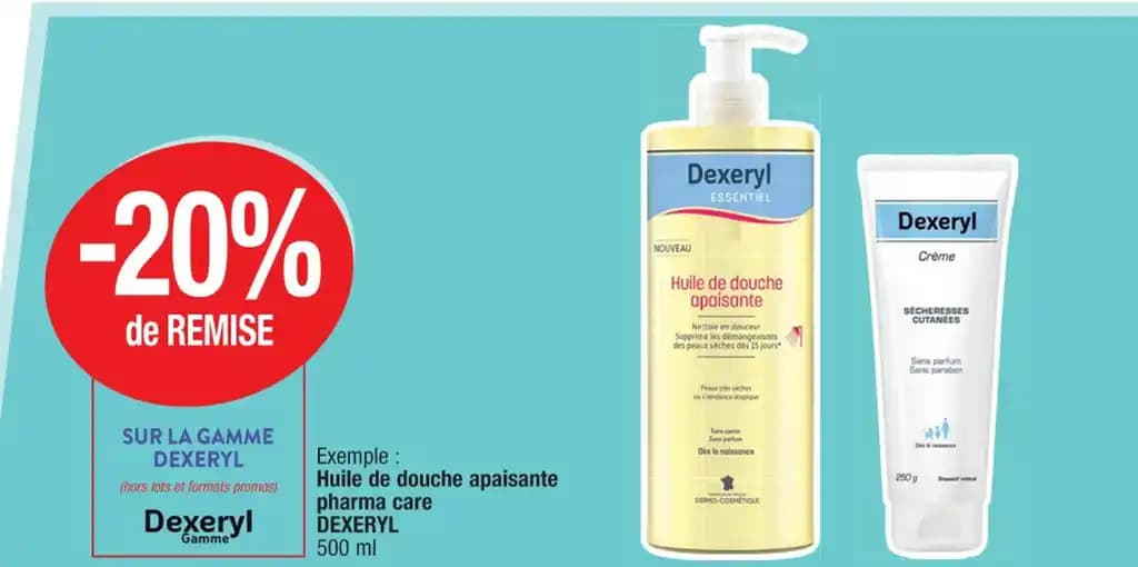 Huile de douche apaisante pharma care DEXERYL 500 ml