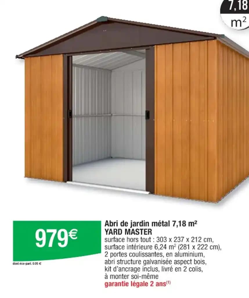 Abri de jardin métal 7,18 m² YARD MASTER
