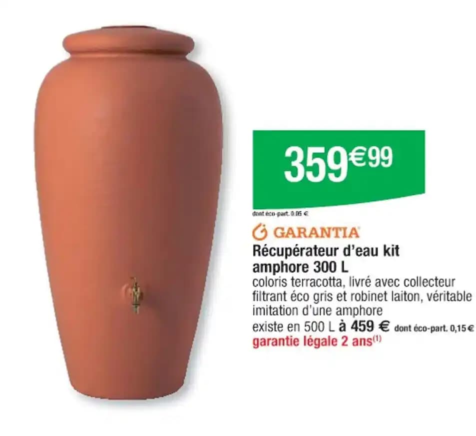 Récupérateur d'eau kit amphore 300 L