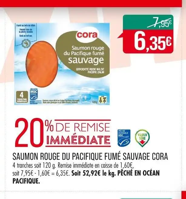 CORA SAUMON ROUGE DU PACIFIQUE FUMÉ SAUVAGE
