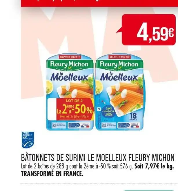 FLEURY MICHON BÂTONNETS DE SURIMI LE MOELLEUX