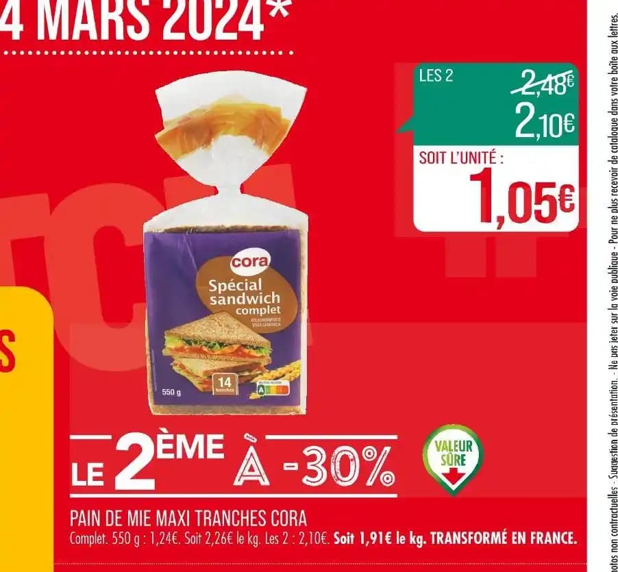 CORA PAIN DE MIE MAXI TRANCHES
