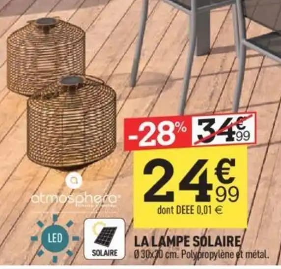 LA LAMPE SOLAIRE 030x30 cm. Polypropylène et métal.