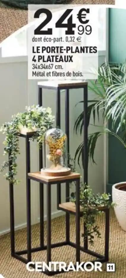 LE PORTE-PLANTES 4 PLATEAUX 34x34x67 cm.