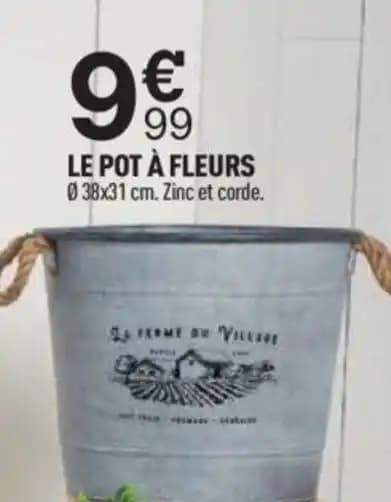 LE POT À FLEURS 038x31 cm. Zinc et corde.