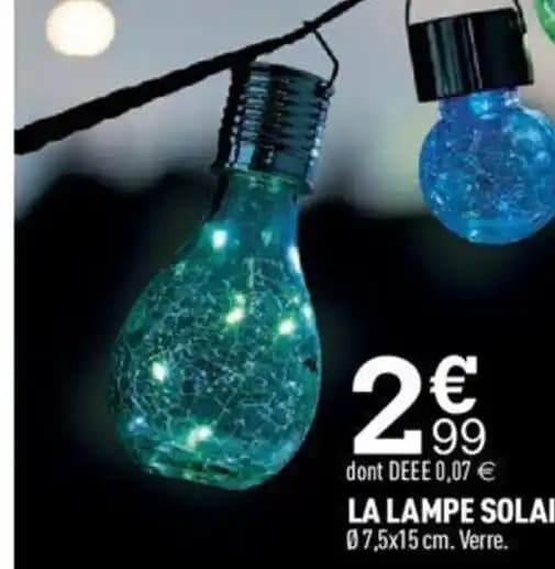 LA LAMPE SOLAIRE 07,5x15 cm. Verre.