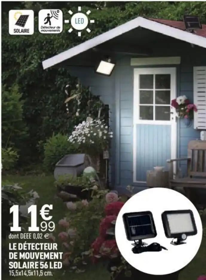 LE DÉTECTEUR DE MOUVEMENT SOLAIRE 56 LED 15,5x14,5x11,5 cm.