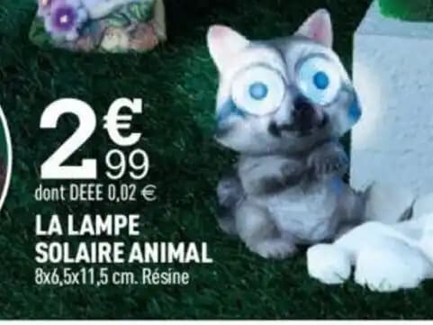 LA LAMPE SOLAIRE ANIMAL 8x6,5x11,5 cm. Résine