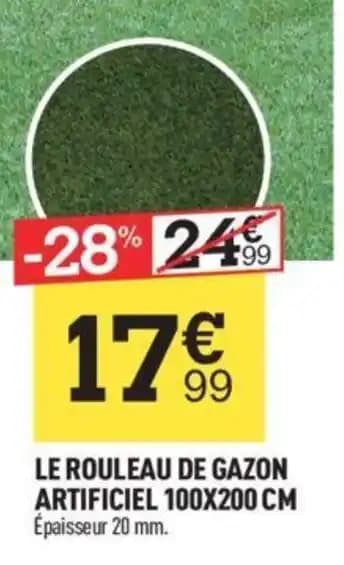 LE ROULEAU DE GAZON ARTIFICIEL 100X200 CM Épaisseur 20 mm.