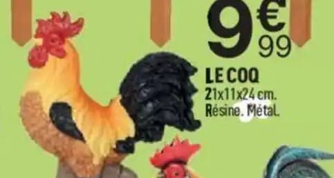 LE COQ 21x11x24 cm. Résine. Métal.
