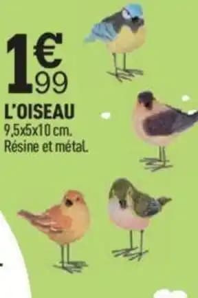 L'OISEAU 9,5x5x10 cm. Résine et métal.