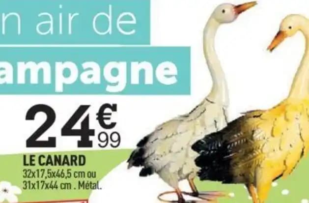 LE CANARD 32x17,5x46,5 cm ou 31x17x44 cm. Métal.