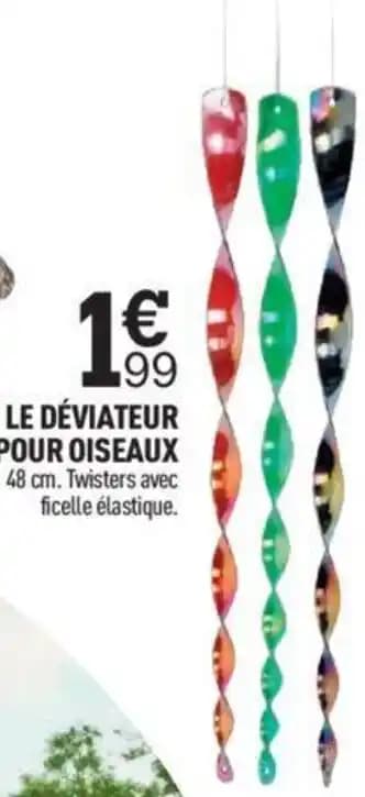 LE DÉVIATEUR POUR OISEAUX 48 cm. Twisters avec ficelle élastique.