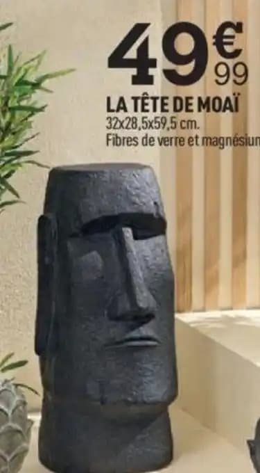 LA TÊTE DE MOAÏ Fibres de verre et magnésium.