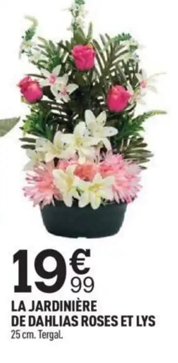 LA JARDINIÈRE DE DAHLIAS ROSES ET LYS