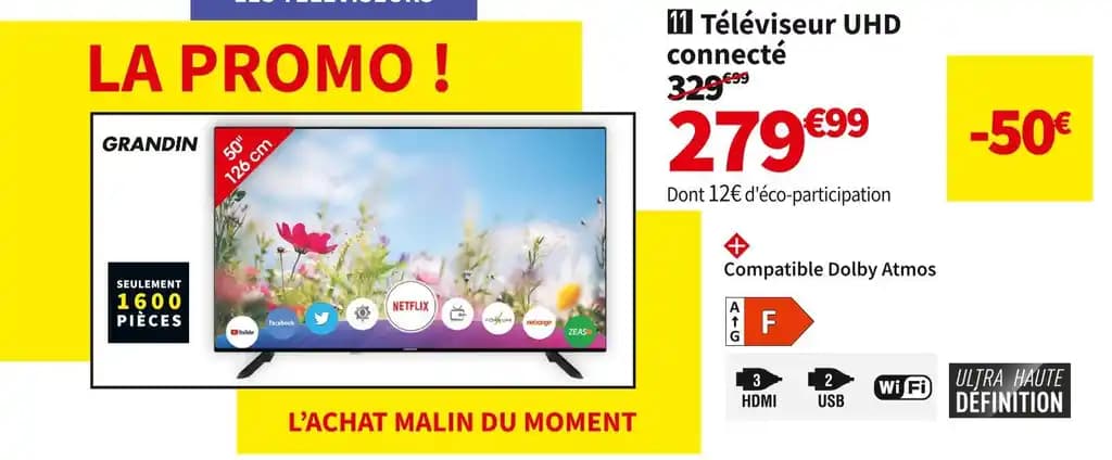 GRANDIN TÉLÉVISEUR UHD CONNECTÉ UD50VGH231S