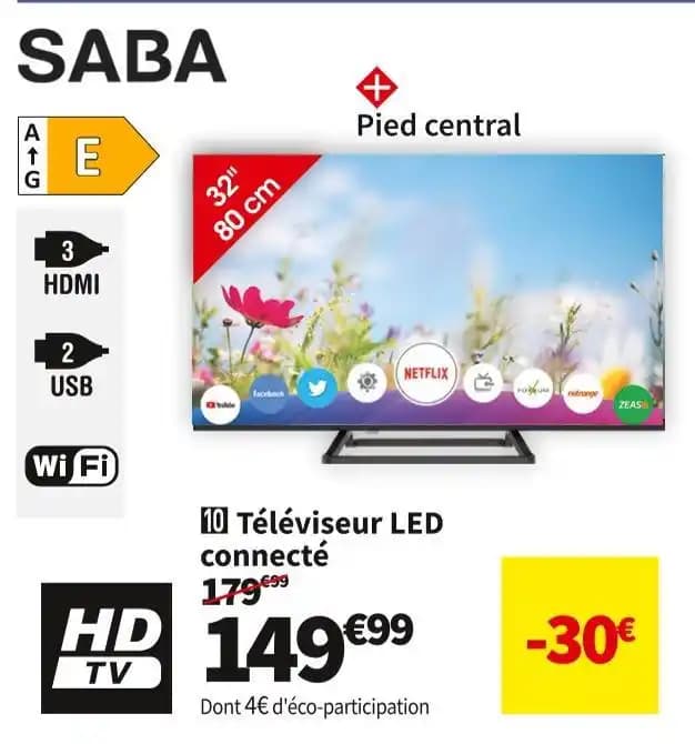 SABA TÉLÉVISEUR LED CONNECTÉ SB32HDS234S