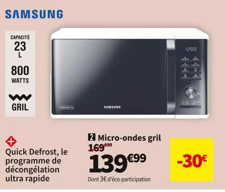 SAMSUNG MICRO-ONDES GRIL MG23K3515AW