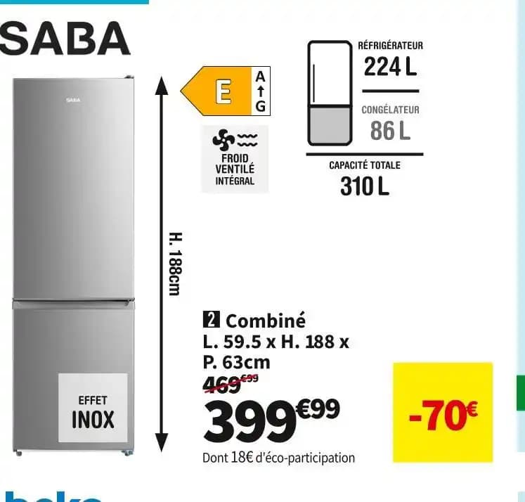 SABA RÉF. COMBINÉ CB313NFIL