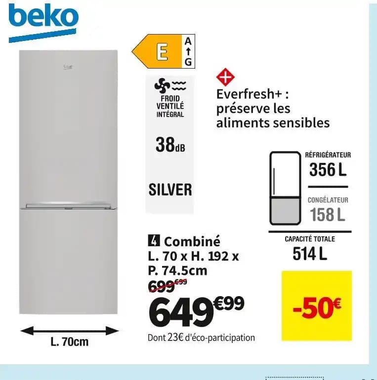 BEKO RÉF. COMBINÉ BRCNE50140ZXBN
